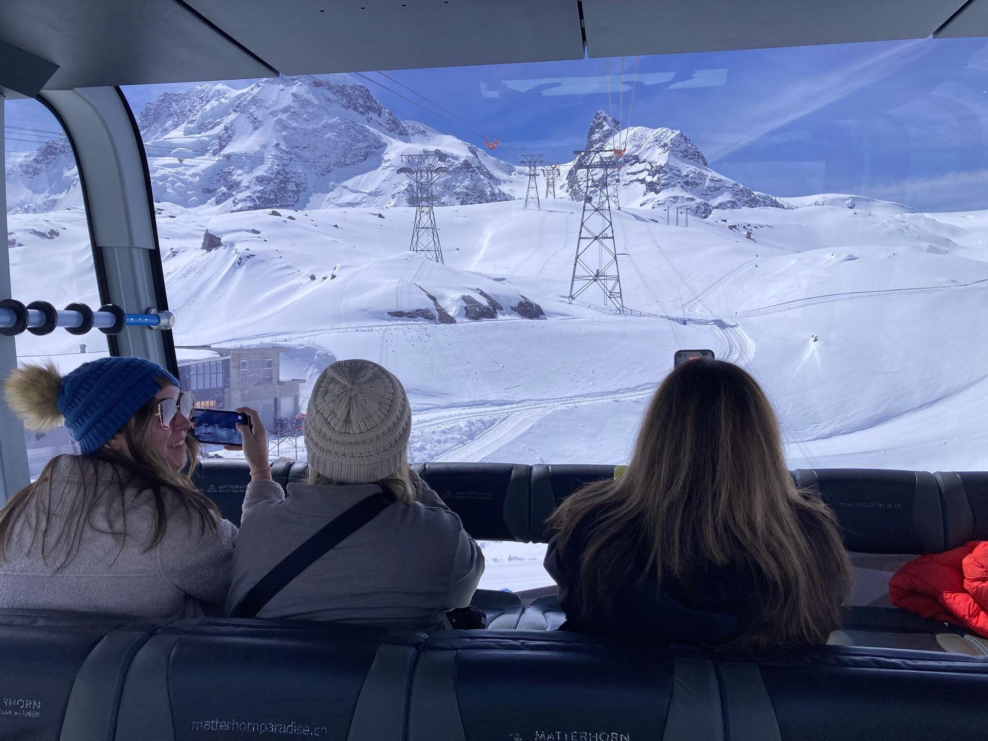 Unique experience: VIP clients traveling on private cablecar gondola in Zermatt, Glacier Paradise